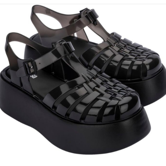 Melissa Shoes - Melissa Possession Plato Jelly Platform Sandal Black size 10